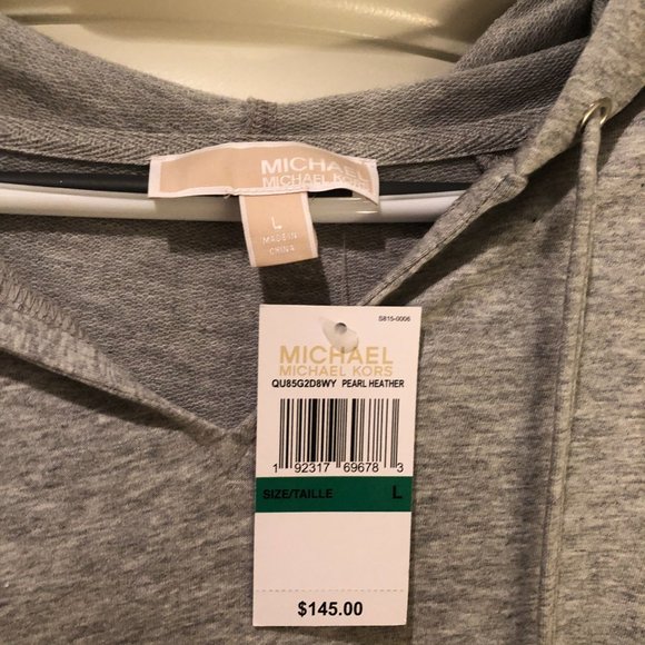 Michael Kors Gray Long Sleeve With Hood Criss Cross Detail Size L - Picture 2 of 4